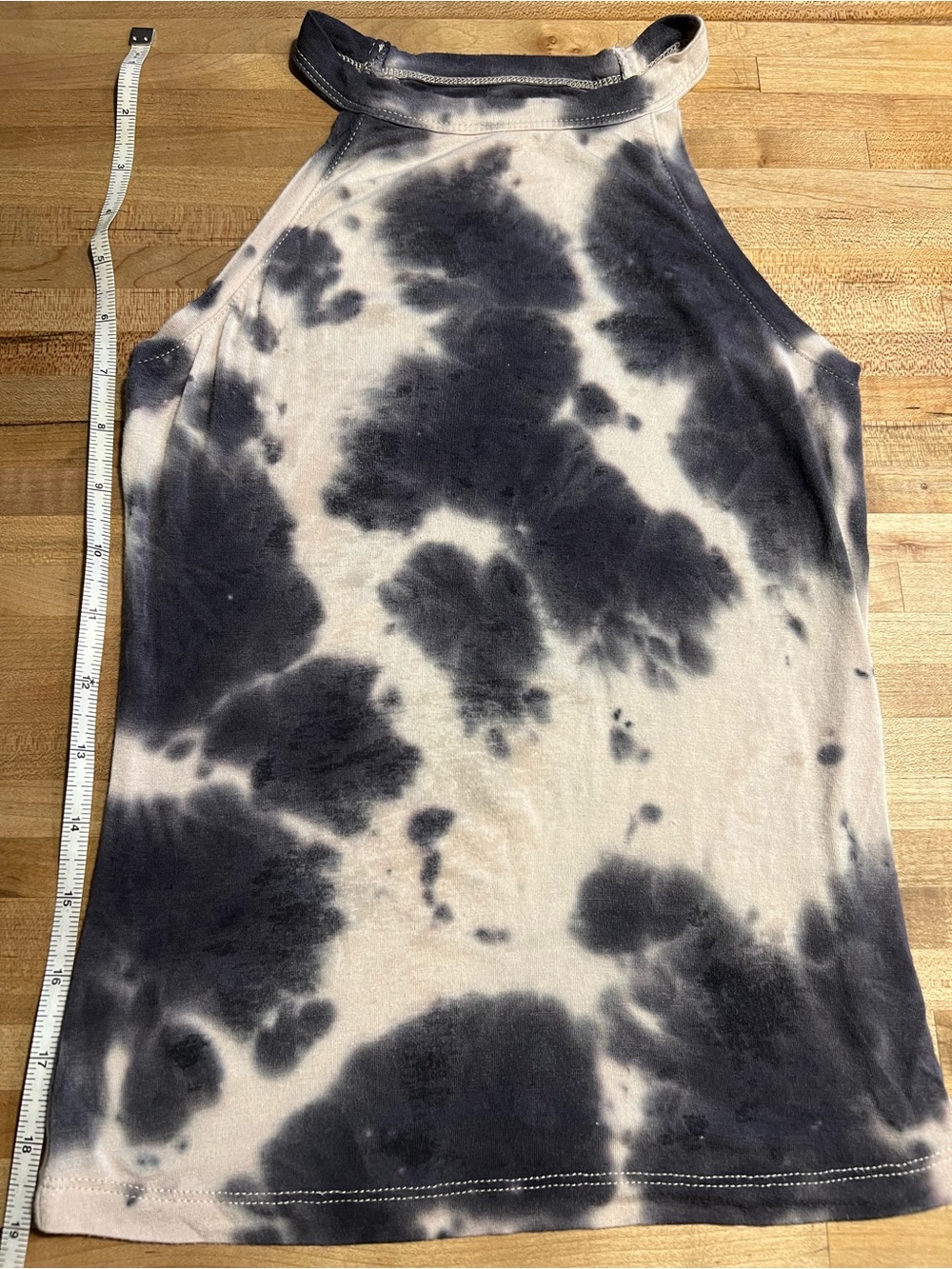 Mudd Tie-Dye Halter Tank Top - Black and Cream